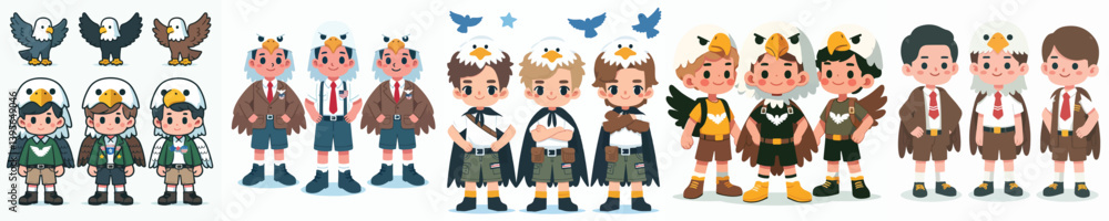 vector boy wearing eagle costume vector boy wearing eagle costume