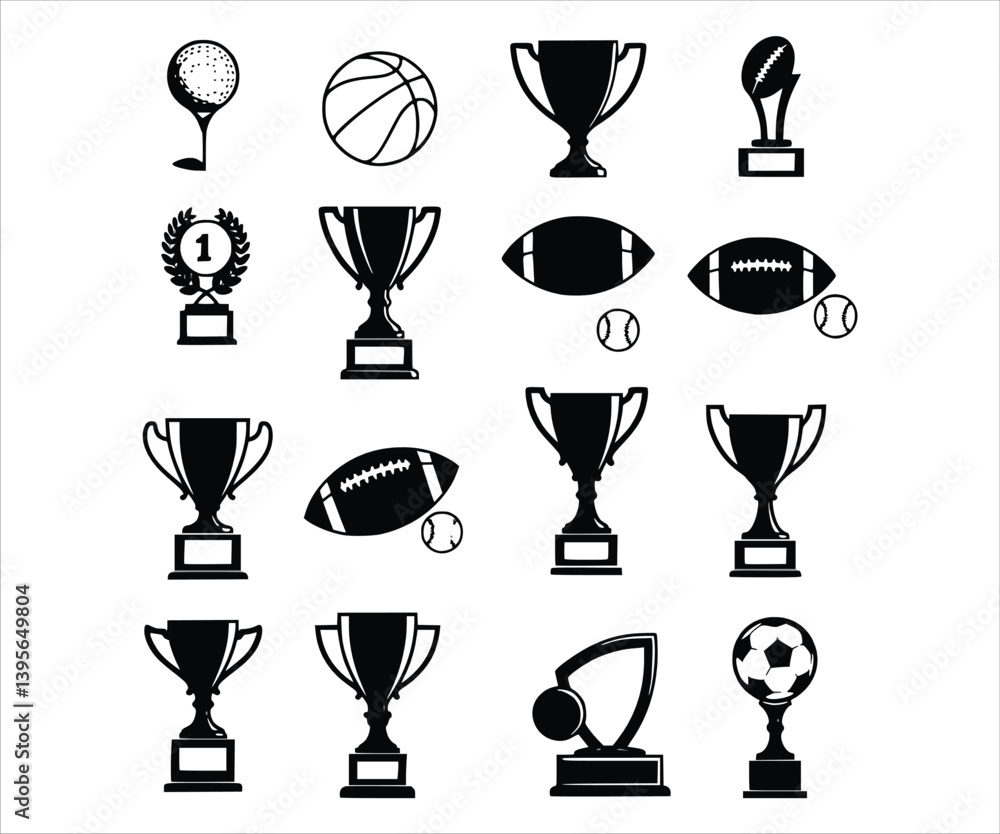 Collection of design features - Sports trophy silhouettes Collection of design features - Sports trophy silhouettes