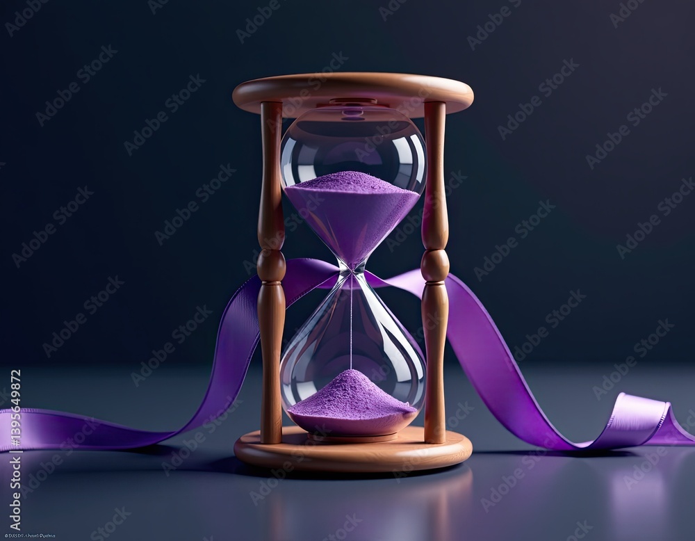 Purple Hourglass with Ribbon - Time, Memory, and Elegance Concept