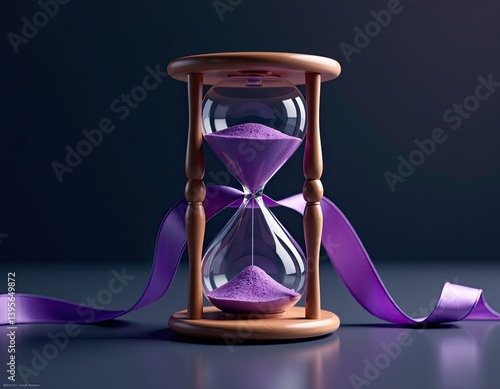 Obraz na płótnie Purple Hourglass with Ribbon - Time, Memory, and Elegance Concept w salonie
