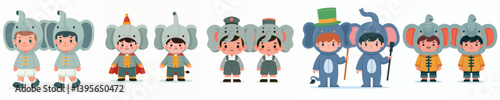 vector of boy wearing cute and adorable elephant costume