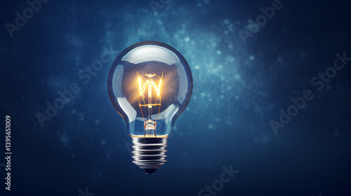 A lightbulb dimming a spotlight over a dark blue gradient background, with ample space for text.

