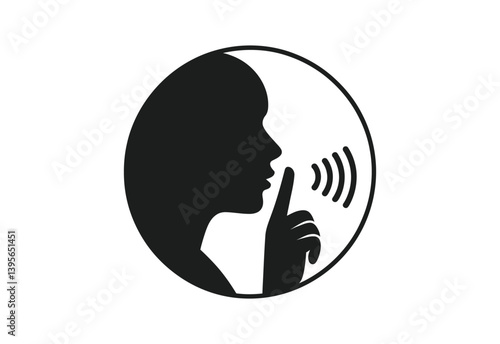 Shushing Silhouette Icon vector.
