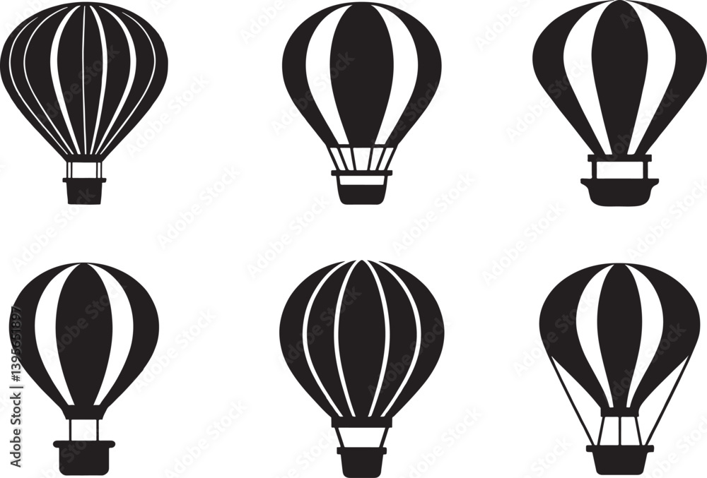 Fototapeta premium Air balloon icon set vector design illustration