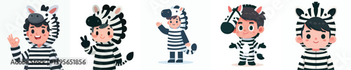 boy wearing zebra style costume vector