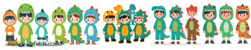 boy wearing dinosaur costume vector style