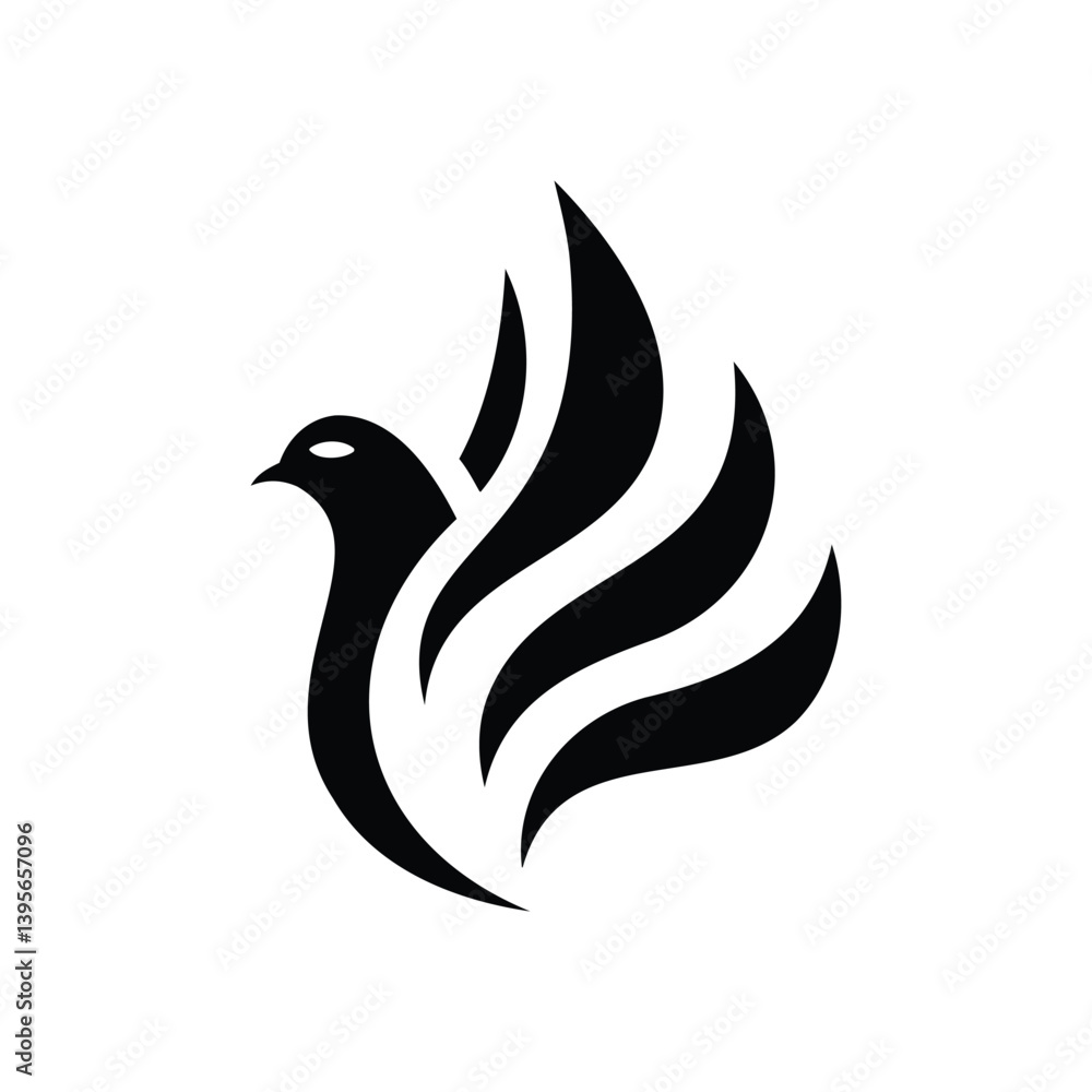 Fototapeta premium dove with flame wings and radiant head