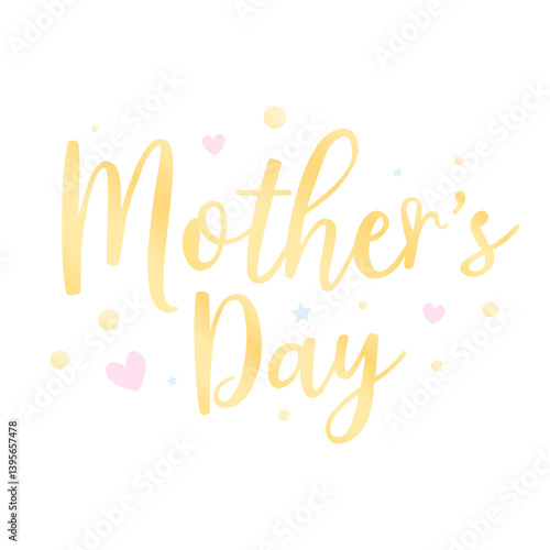 Mother’s Day Script Lettering – Minimal Pastel Style with Hearts and Stars