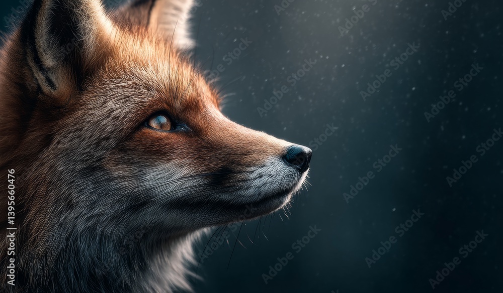 a close up of a red fox looking at the camera against a dark background The resolution of the image is 1920x1200