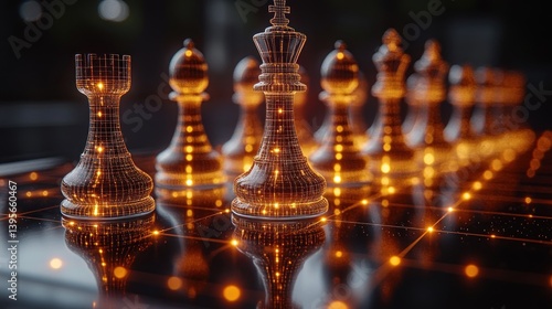Illuminated Glass Chess Pieces Strategy Game