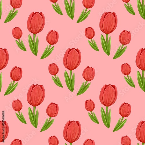 seamless pattern with tulips