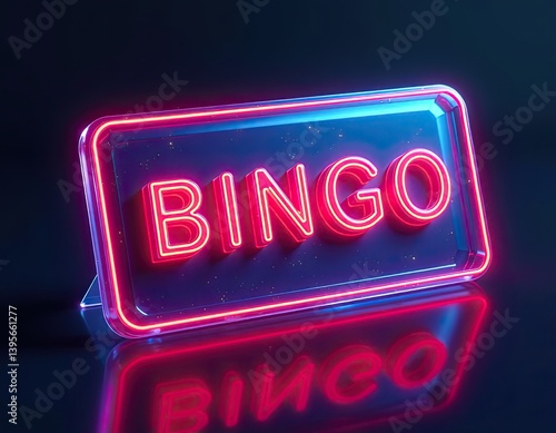 Glowing Neon Bingo Sign - 3D Render