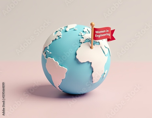 Women in Engineering Global Concept - 3D Render Illustration