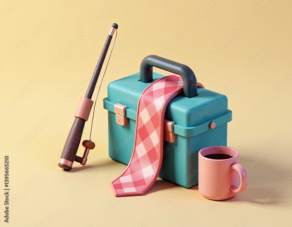Father's Day Gift Ideas Fishing Rod, Tool Box, Tie, and Coffee