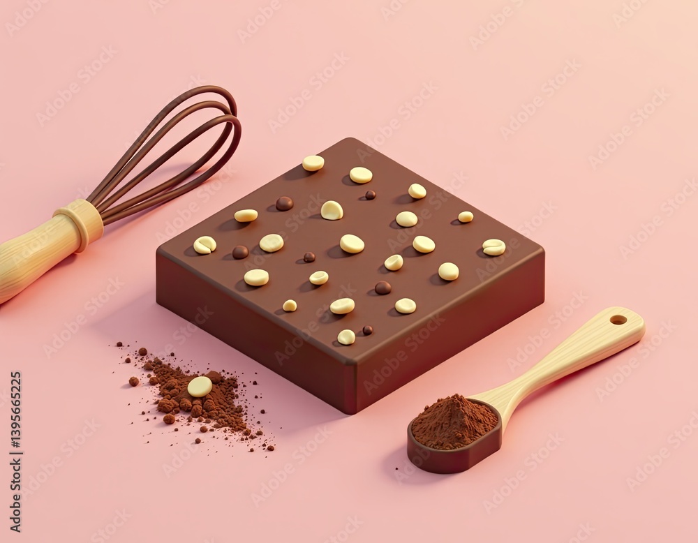 Delicious Chocolate Bar with White Chocolate Chips and Cocoa Powder