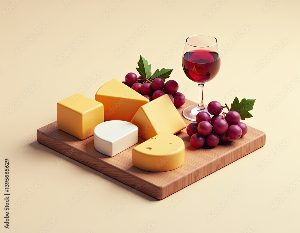 Geometric Cheese and Wine Still Life Minimalist Food Photography