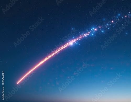 Obraz na płótnie Glowing Comet Trail Across Night Sky - Space Background w salonie