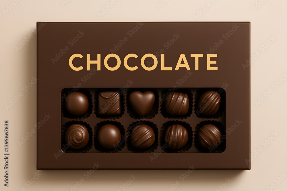 Obraz premium Assorted chocolate box showcases elegant pralines and truffles perfect for gifting or personal indulgence