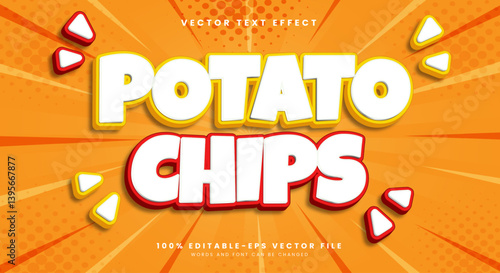 Potato Chips 3D editable text effect Template Suitable for Sweet Food Products
