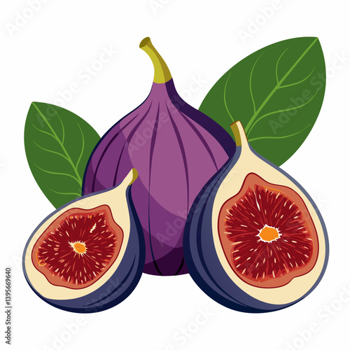 Fig isolated vector white background