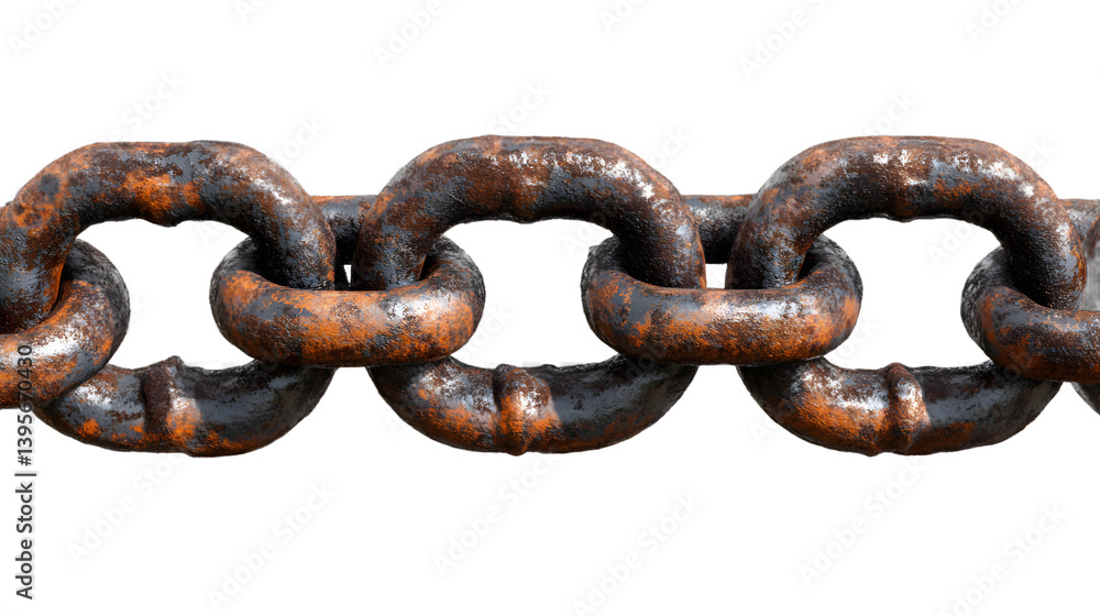 Rusty metal chain links with a weathered appearance, showcasing strength and durability. Rusty metal chain links with a weathered appearance, showcasing strength and durability.