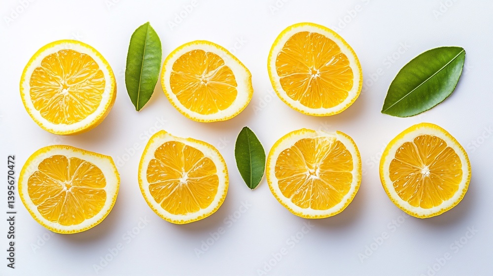 Fresh Lemon Slices on White Background Fresh Lemon Slices on White Background