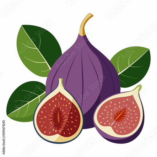 Fig isolated vector white background