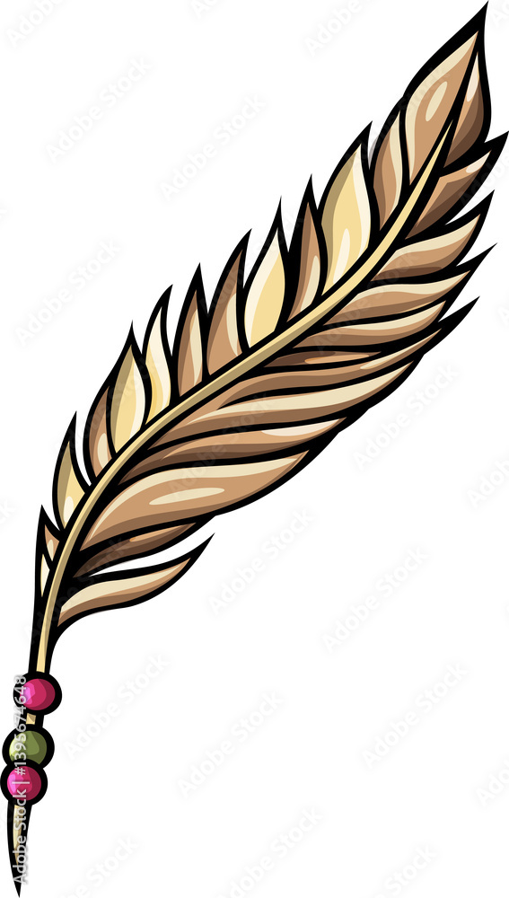 Obraz premium Cartoon funny Feather Ornament with Beaded Accents