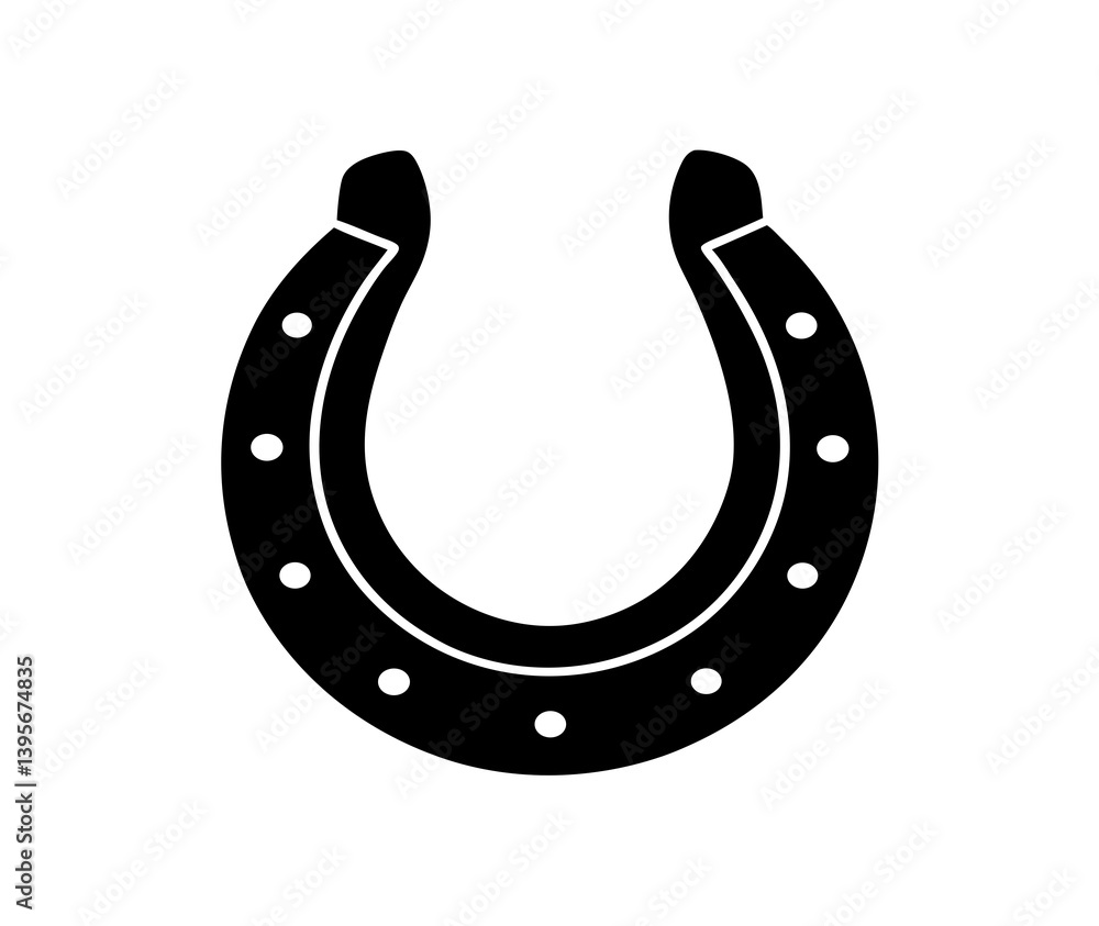 Minimalistic Black and White Horseshoe Line Drawing - Simple and Symmetrical Minimalistic Black and White Horseshoe Line Drawing - Simple and Symmetrical