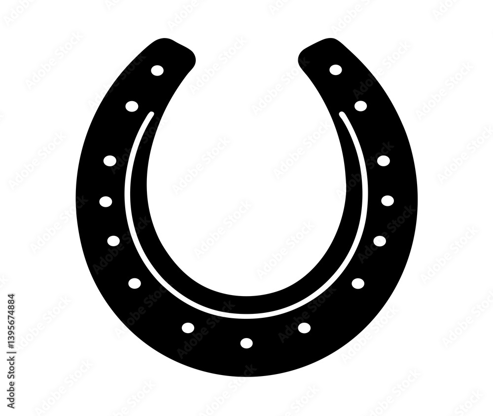 Minimalistic Black and White Horseshoe Line Drawing - Simple and Symmetrical Minimalistic Black and White Horseshoe Line Drawing - Simple and Symmetrical