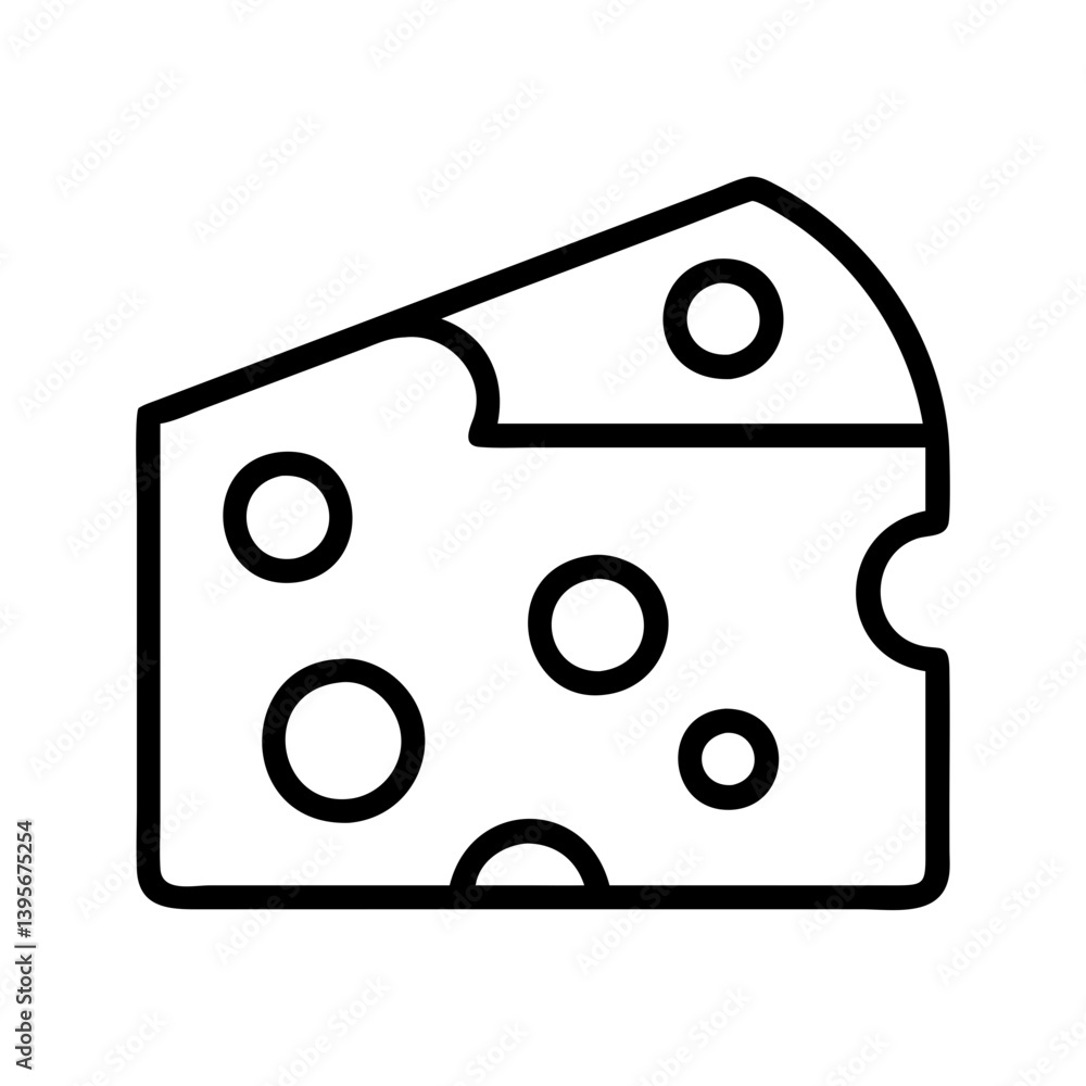 Cheese wedge vector icon illustration, swiss cheese block with holes design art Cheese wedge vector icon illustration, swiss cheese block with holes design art