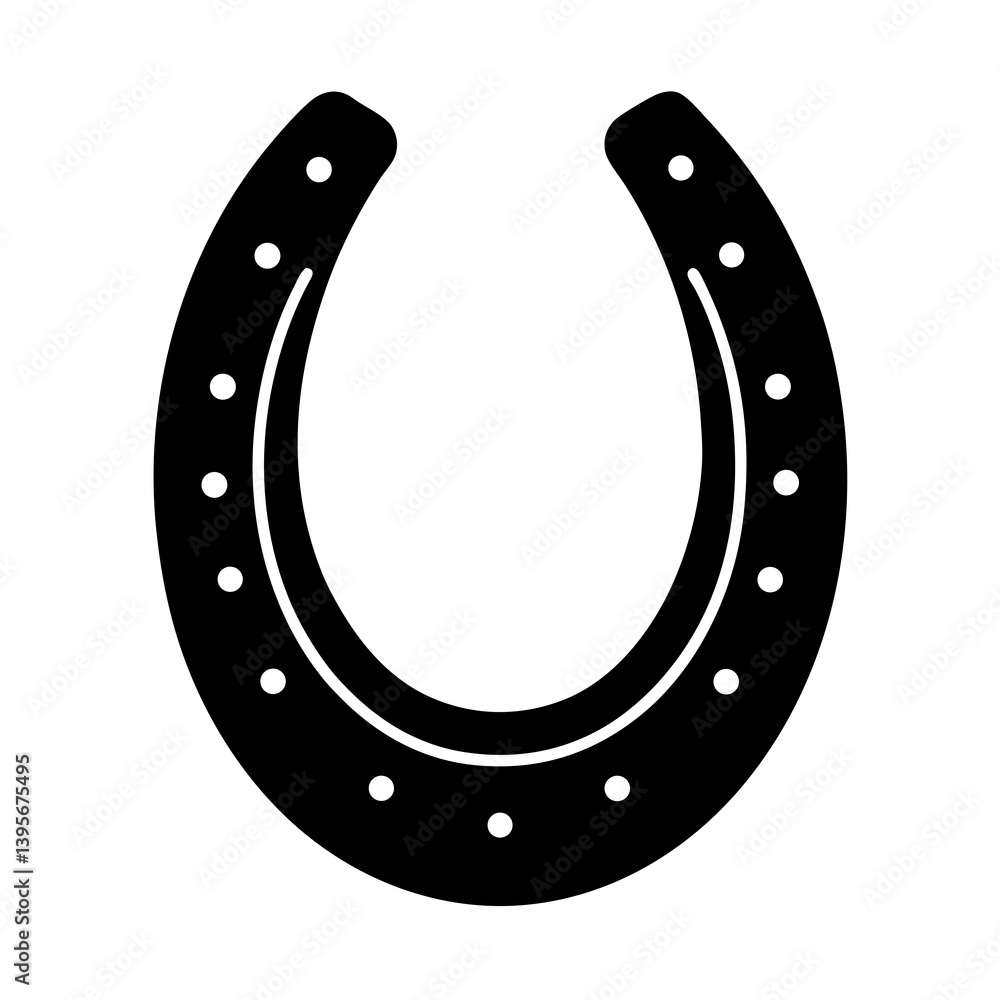 Minimalistic Black and White Horseshoe Line Drawing - Simple and Symmetrical Minimalistic Black and White Horseshoe Line Drawing - Simple and Symmetrical