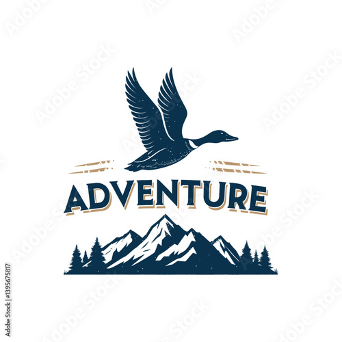 duck silhouette logo vector line art logo design