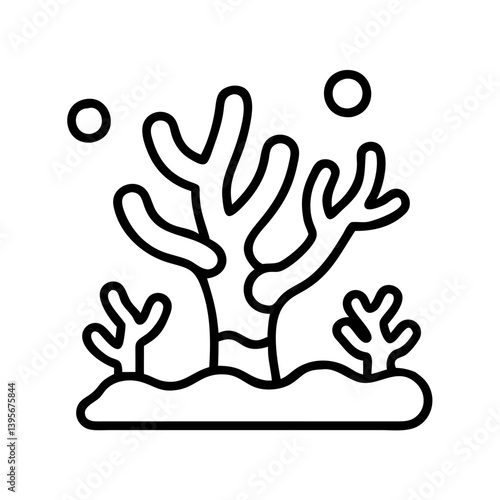 Coral reef marine life ecosystem ocean sea nature underwater line art illustration
