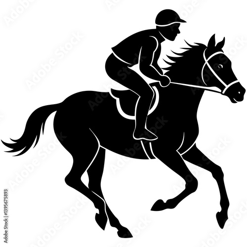 Horse Silhouette with Jockey Racing: Dynamic Sports Vector Design