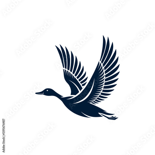duck silhouette logo vector line art logo design