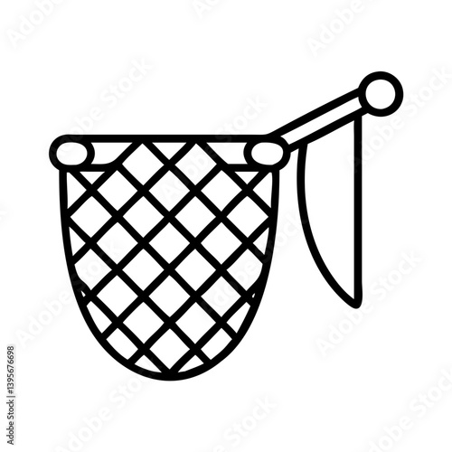 Fishing net vector icon, fishing equipment illustration, catch tool and scoop net