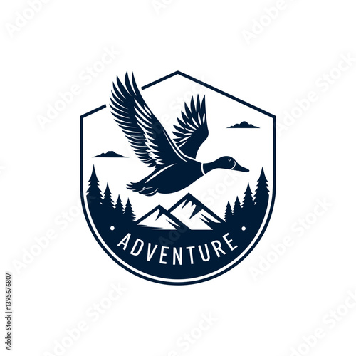 duck silhouette logo vector line art logo design
