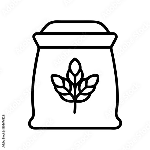 Grain bag vector icon illustration of agriculture harvest and farm product line art