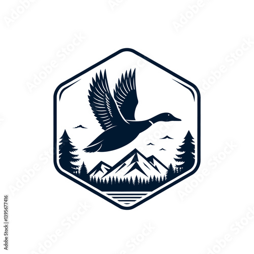 duck silhouette logo vector line art logo design