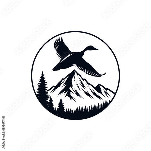 duck silhouette logo vector line art logo design