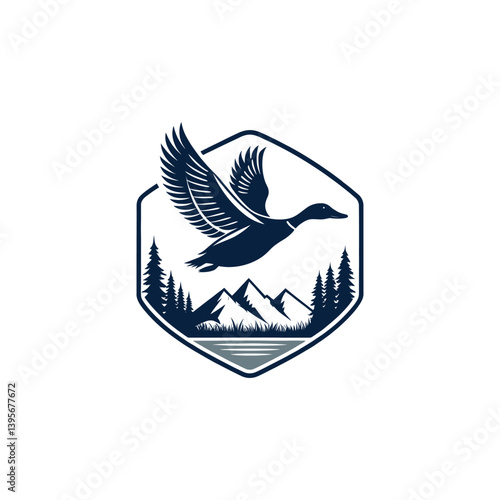 duck silhouette logo vector line art logo design