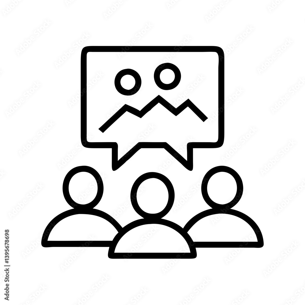 Fototapeta premium Team meeting conflict resolution icon vector illustration for presentation use