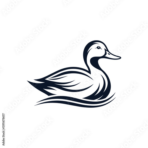 duck silhouette logo vector line art logo design