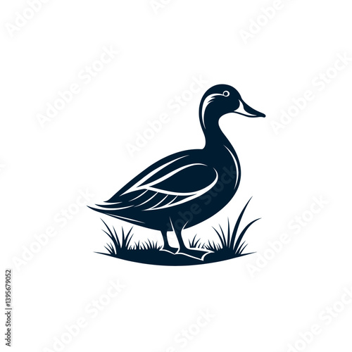 duck silhouette logo vector line art logo design