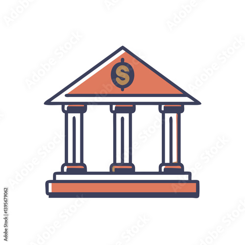 Bank Icon Representing Financial Services in Modern Design  