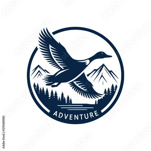 duck silhouette logo vector line art logo design