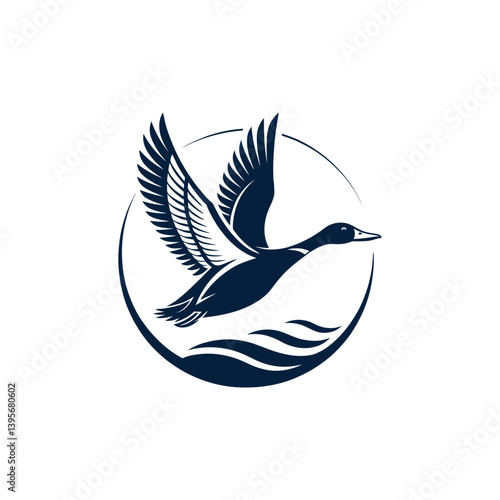 duck silhouette logo vector line art logo design