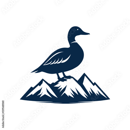 duck silhouette logo vector line art logo design