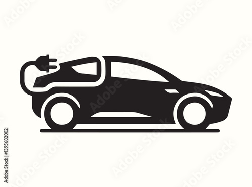 Minimalist Silhouette of an Electric Vehicle